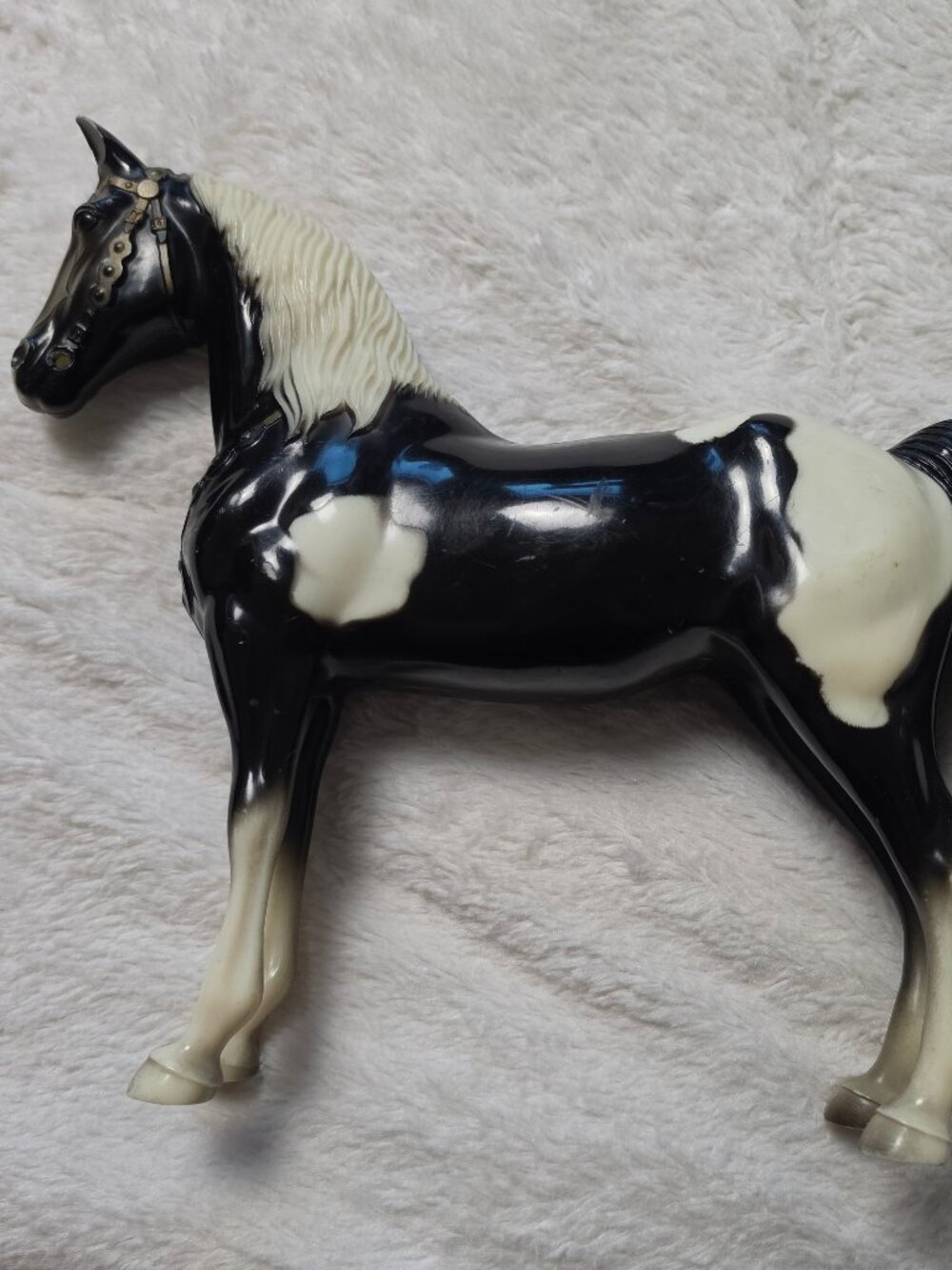 Vintage 1960s Breyer Horse Black White Pinto Western Model #57 Semi Glossy USA